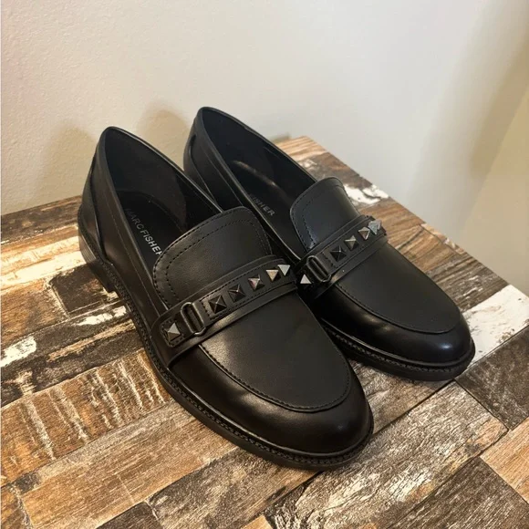 Marc Fisher Black Studded Leather Loafers | Size 7 - Picture 3 of 7